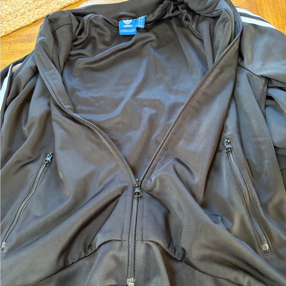Adidas track suit set two 2 pcs zip jacket & pants medium unisex black white - Picture 8 of 13